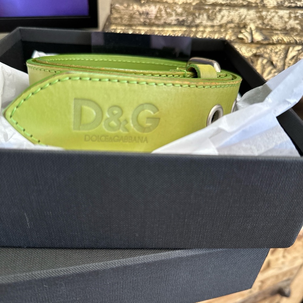 Dolce & Gabbana Lime Green Leather Belt